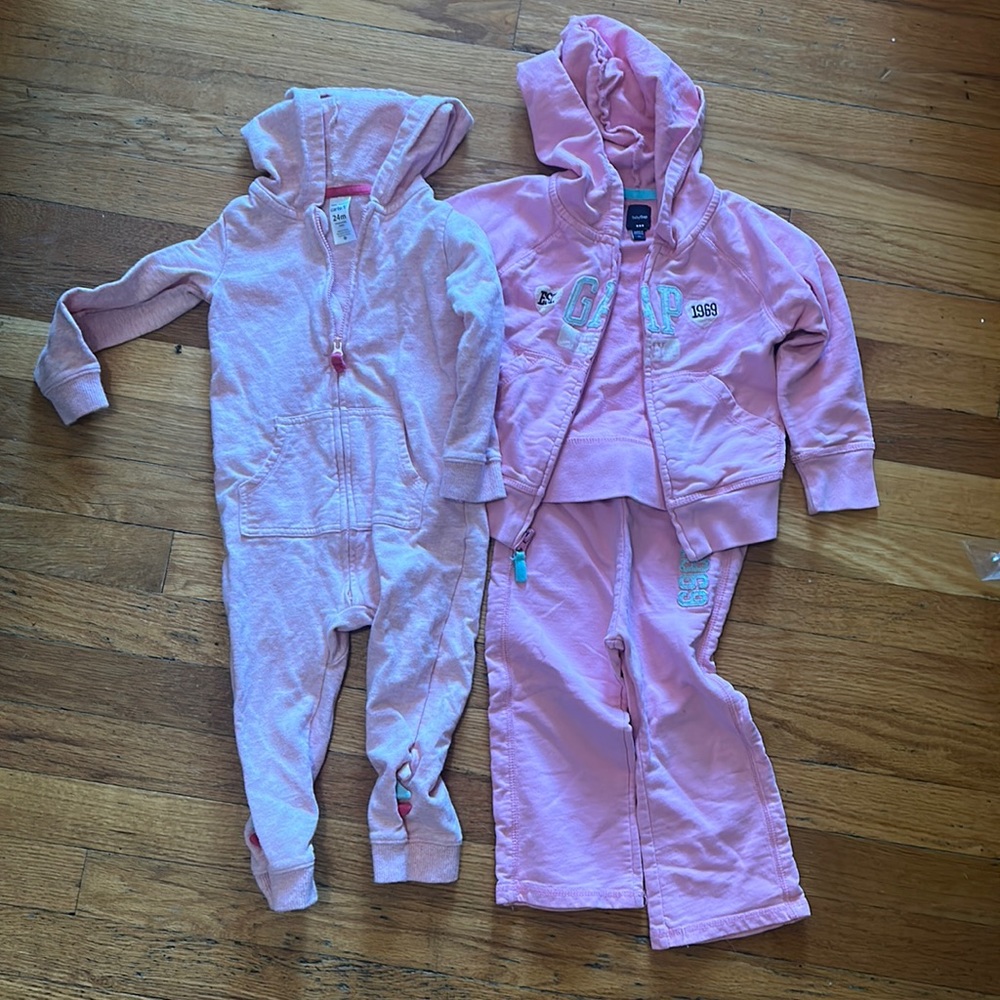 Lot of 2- Gap sweat set and zip up onesie